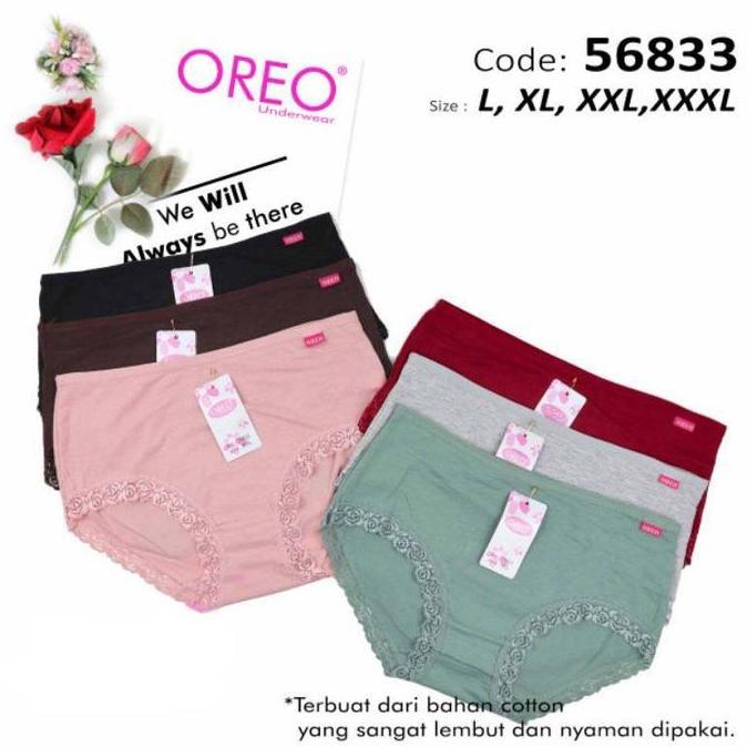 DV232 >> CELANA DALAM WANITA Dewasa MOTIF RENDA OREO CD Cewek JUMBO Katun Lembut Nyaman Pendek