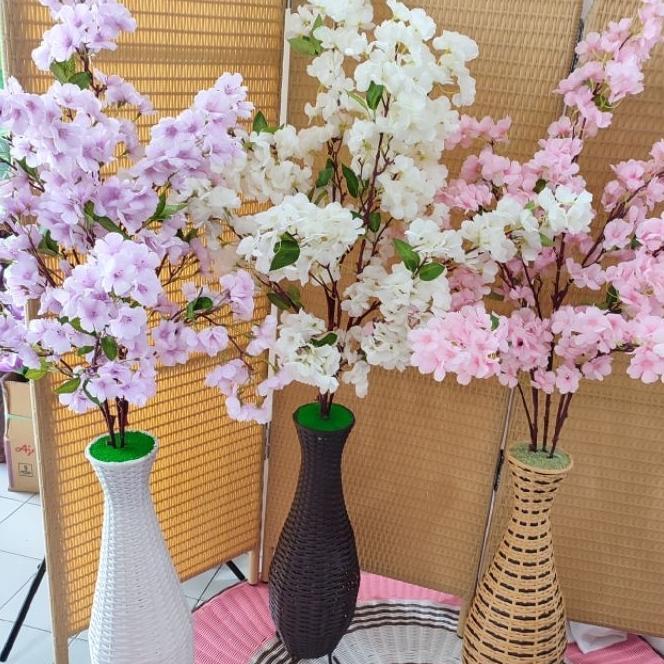Bunga Sakura P Guci Sudut Artificial Dekorasi
