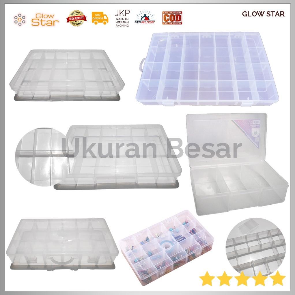 Kotak Aksesoris Besar Adjustable Wadah Mur Manik Monte Cincin Kail Pancing Obat Serbaguna Penyimpana