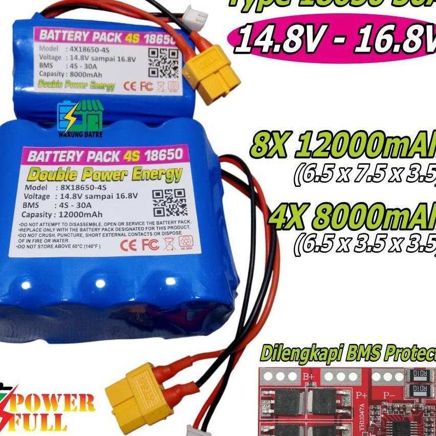 Baterai Mainan Anak, Speaker Senter Lampu  18650 14.8V Sampai 16.8V Bms 4S 30A 8000Mah 12000Mah Xt60