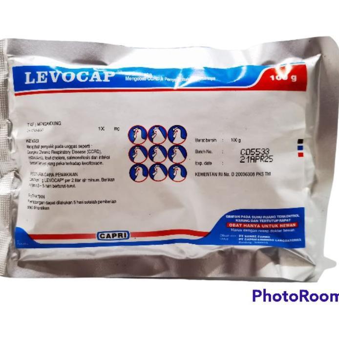 Levocap 100 Gram - Obat Hewan Ternak Unggas Crd Kompleks Pernapasan