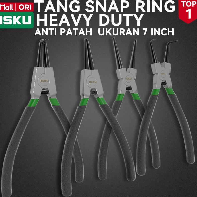 ISKU Tang Spi 7 Inch 180mm Snap Ring Pliers Tang Circlip Buka Tutup Lurus Bengkok Internal External 