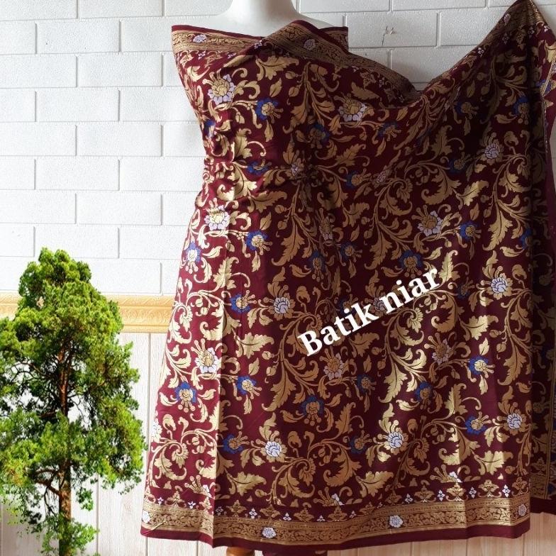 Kain Batik Prada Emas Bunga Bakong Songket Palembang Kain