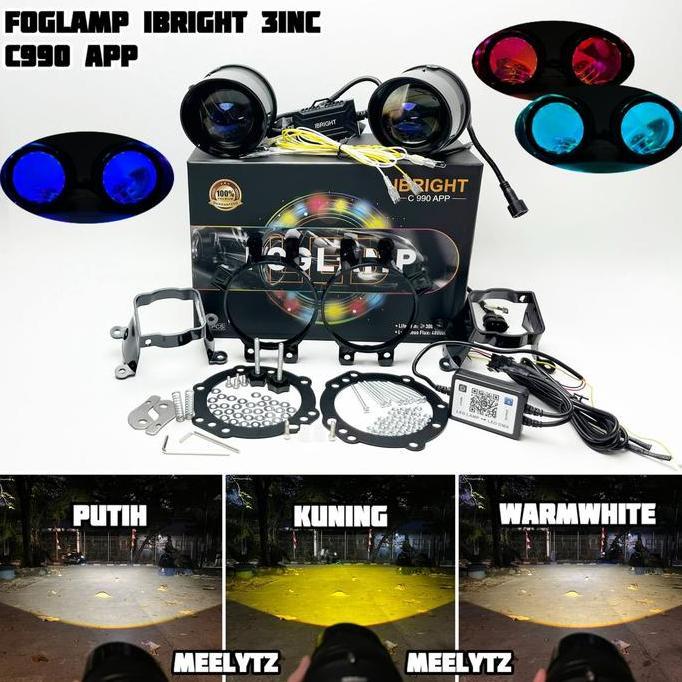 IBRIGHT C990 - Sepasang Foglamp 3inc  IBRIGHT Upgrade Honda dan Toyota Blue Lens C 990 Bonus Breket 