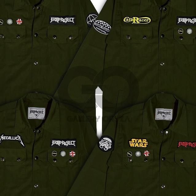 Jaket Pria  Semiparka Hijau Army Full Bordir - Field Jacket Semi Parka | Jaket Trucker Semi Parka Pr