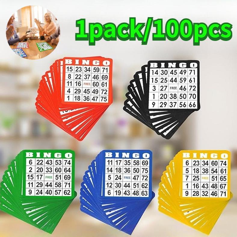 100Pcs Kartu Bingo Lengkap Besar Bingo Card 5 Warna Bingo Set Diskon