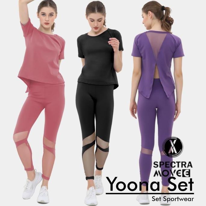 Woiwoi- Setelan Senam Yoona Set Baju Senam Setelan Olahraga Nita Legging Zumba Celana Senam Aerobic 