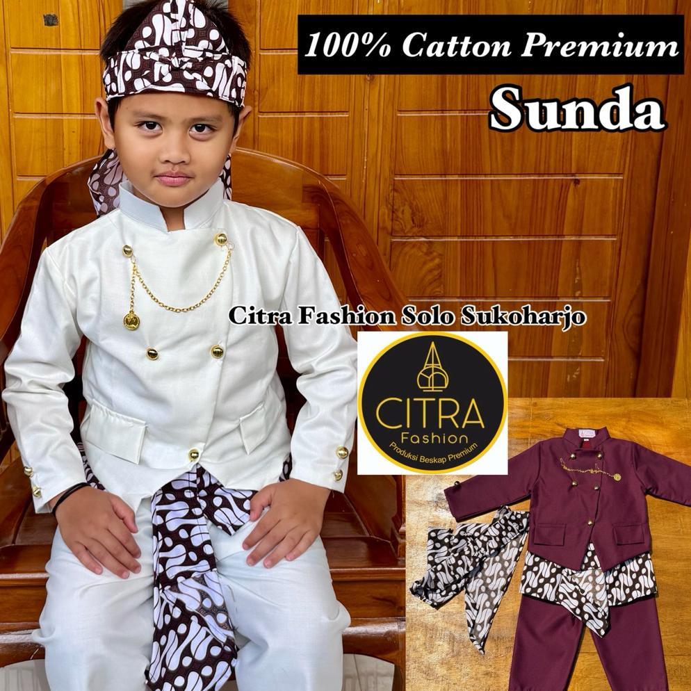 DIJAMIN REALPICT BESKAP SUNDA BATIK PUTIH / BESKAP SUNDA ANAK / BESKAP SUNDA PREMIUM / SETELAN ADAT 