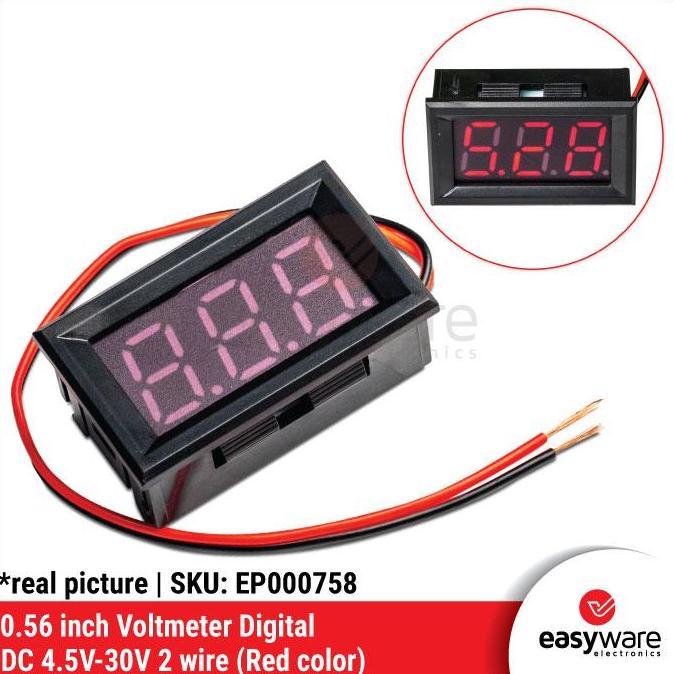 Voltmeter Digital 0.56 Inch Dc 4.5-30V 0.56" Voltmeter Digital Dc 2 Kabel 2 Wire
