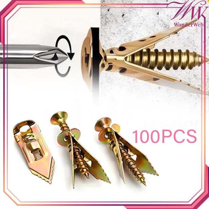TOQMIJIN 100set Angkur Baut Tembok Angkur Baut Tembok Sekrup Angkur Anchor Skrup Pengait Tembok Wall