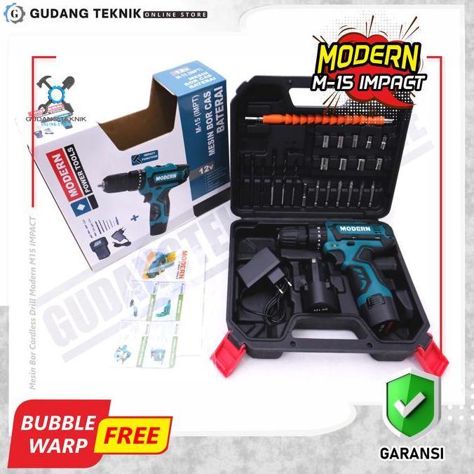 QUIXOTE Bor Cordless Modern M 15 IMPT - Mesin Bor Baterai Modern 12V Cordless