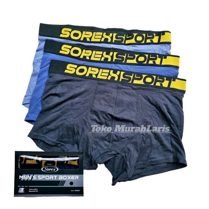 Cuecas - Cd Pria Boxer Sorex Man M 3011 Katun | Celana Dalam Bokser Laki Laki Sorek Isi 3 Pcs