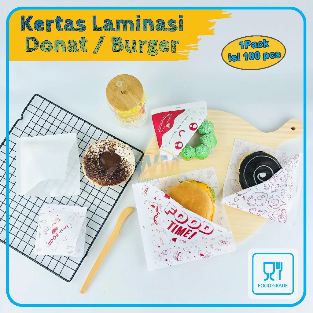 (Isi 100Pcs) Kertas Donat Laminasi / Kertas Burger Laminasi / Kertas Donat Alas / Burger Wrap / Alas