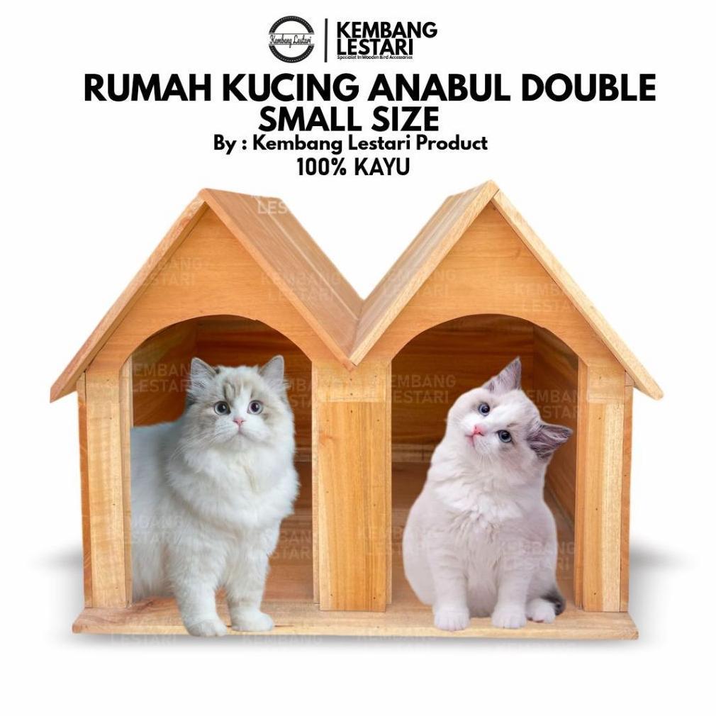 NEWW Rumah Kucing Anabul Double Kayu Kandang Mainan Kucing