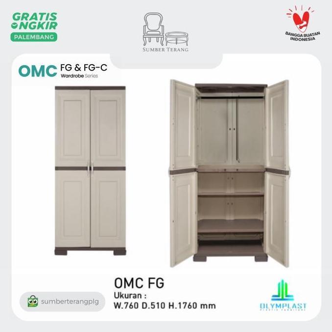 Olymplast OMC FG Lemari Pakaian Plastik 2 pintu Rak + Gantungan