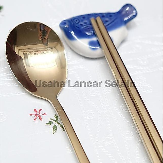 Esdri- Sujeo Sendok Sumpit Stainless Steel [Gold]