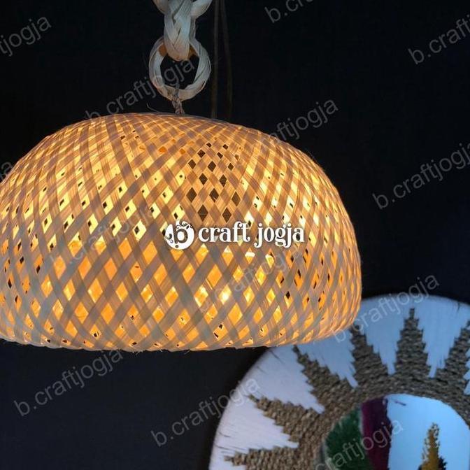 Kap Lampu Gantung Lampu Cafe Bambu Dekorasi Kerajinan Anyaman Bambu