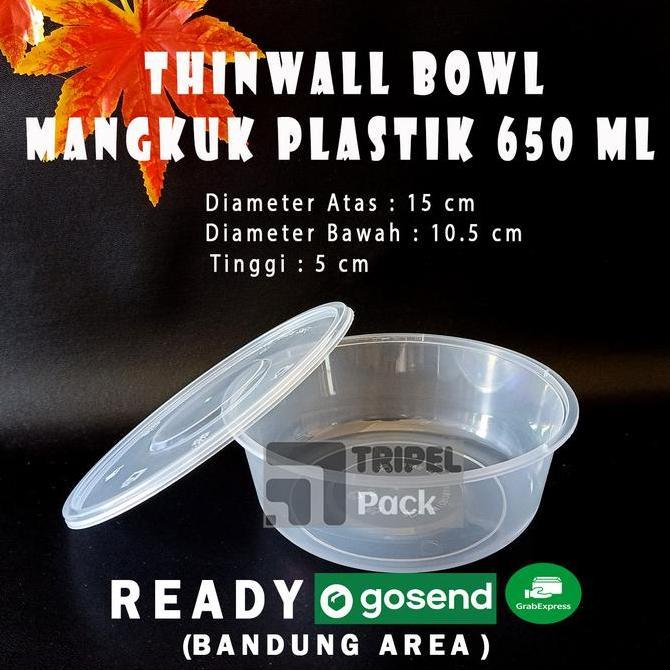 Thinwall Bowl Mangkok Plastik Cup Puding Bulat 650 ml