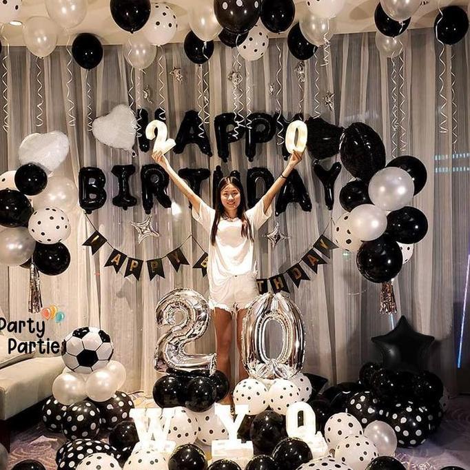 Liani_Gesang1 - [Paket] Happy Birthday Polkadot Hitam Putih Set