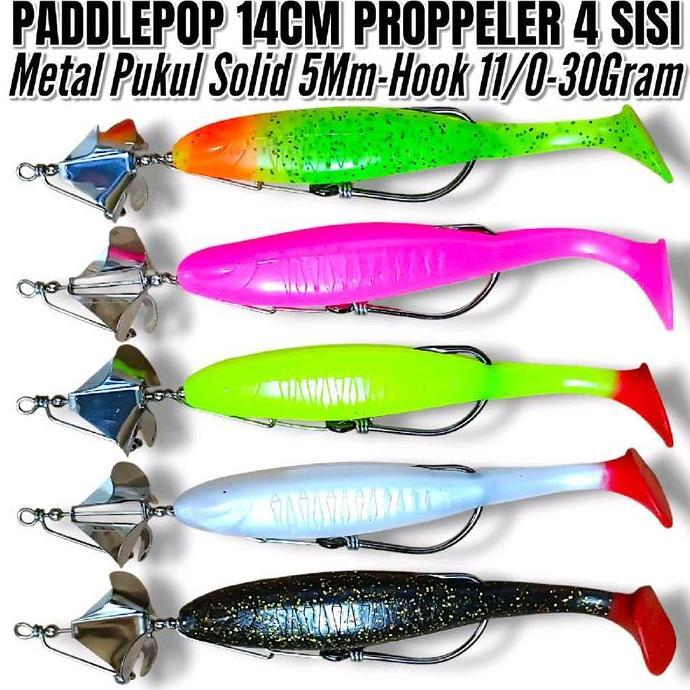 SATU PCS PADELPOP UKURAN 14CM PROPELER 4SISI HOOK  11/0 BERAT 30GRM UMPAN KESTING BUAT IKAN TOMAN