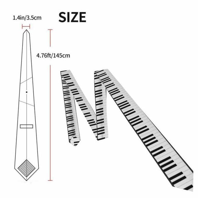 SUTTAS - Dasi Motif Piano 145cm Dasi Musik Kemeja Dasi