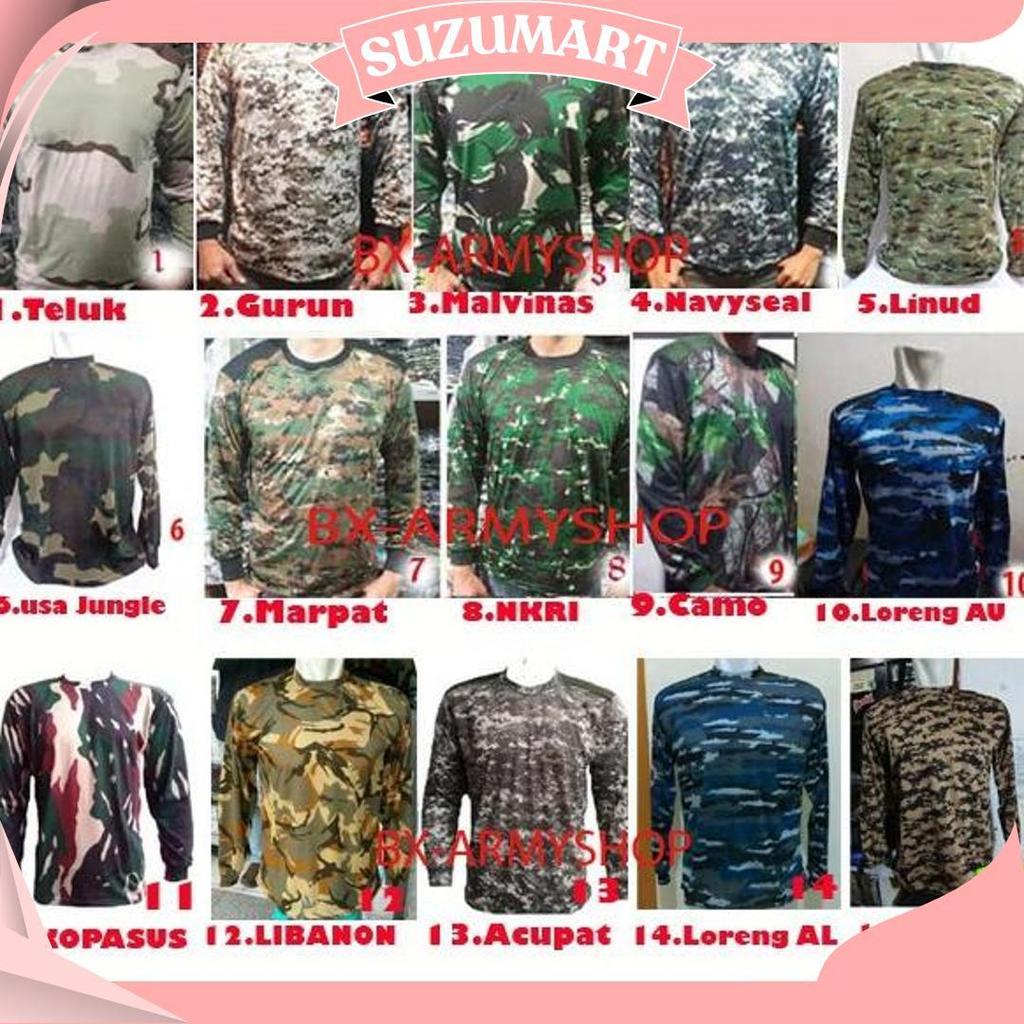 KAOS LORENG ARMY LENGAN PANJANG BX Ori