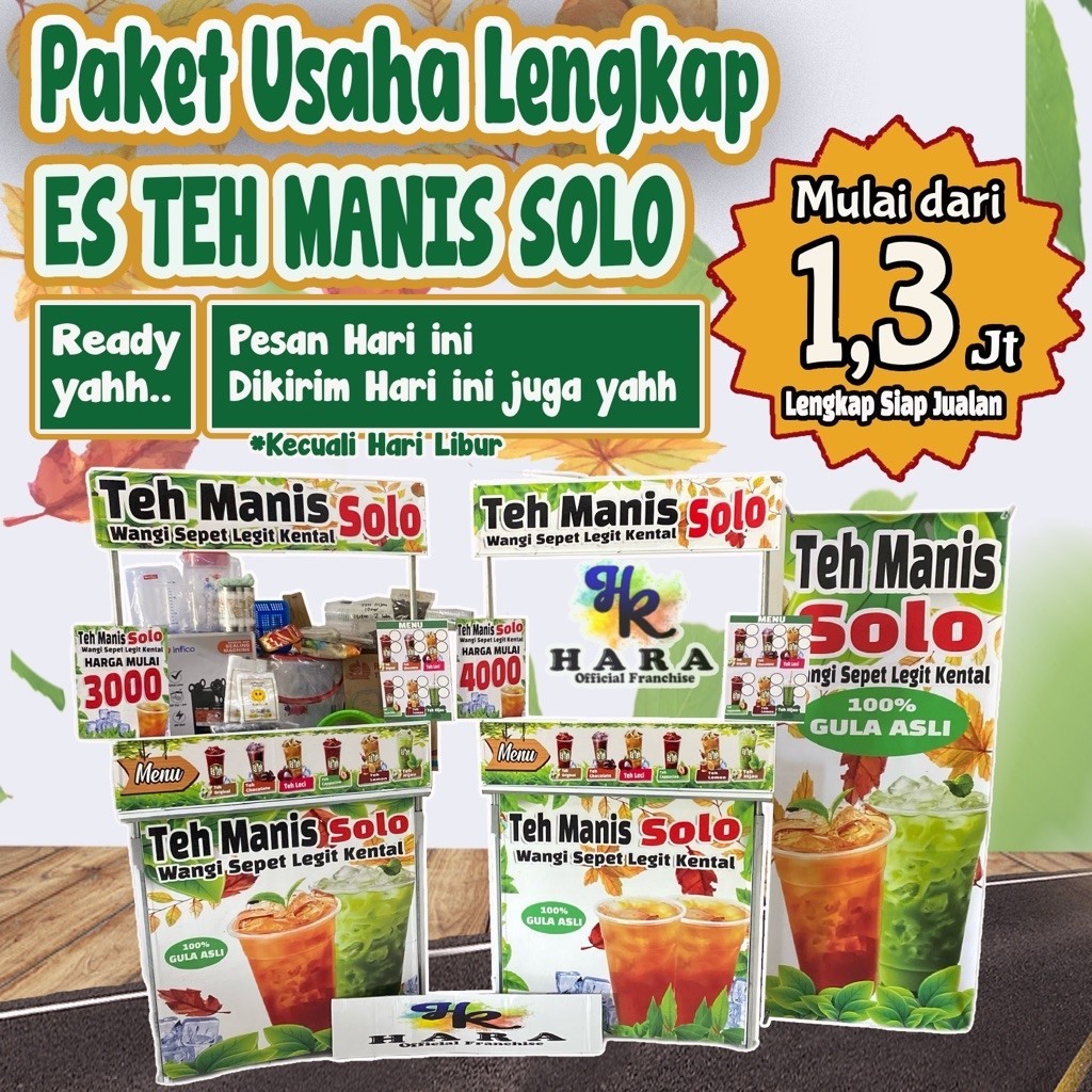 PAKETUSAHA/FRANCHISE MINUMAN ES TEH MANIS SOLO & ES TEH HIJAU SIAP JUALAN