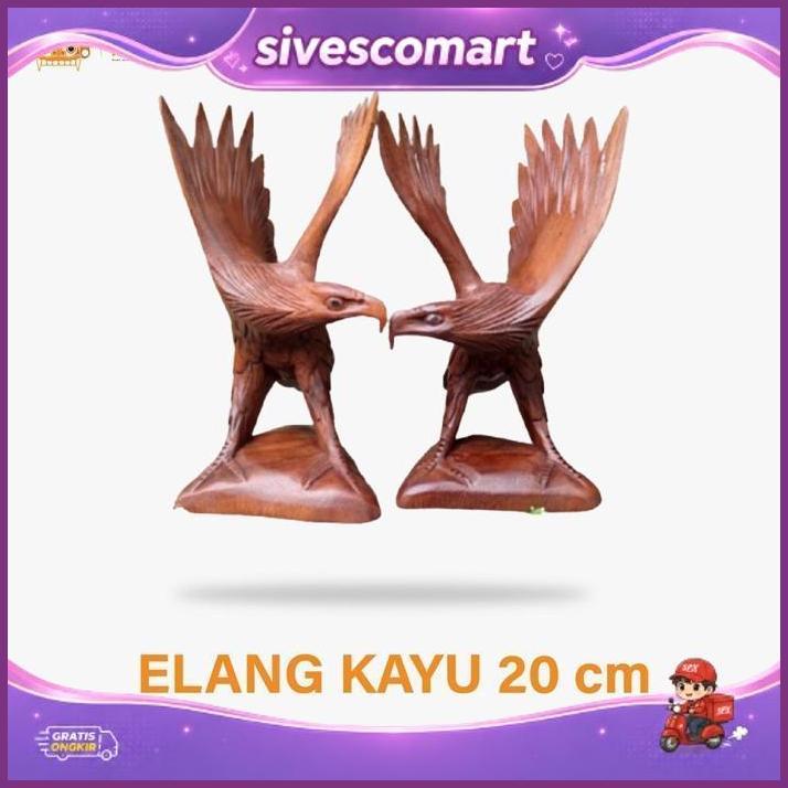 Patung Burung Elang 20 Cm Kayu - Patung Elang - Patung Burung Garuda - Patung Burung Rajawali - Patu