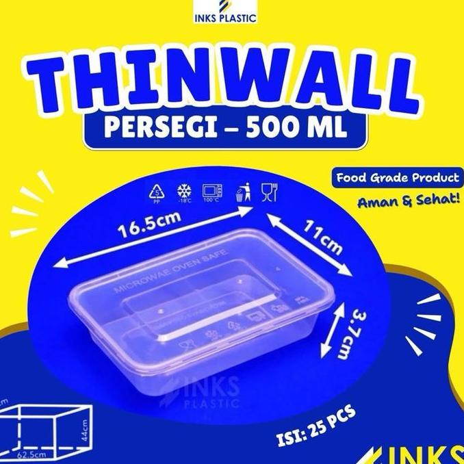 THINWALL 500 ML KCS RECTANGLE PERSEGI PANJANG (25 PCS)