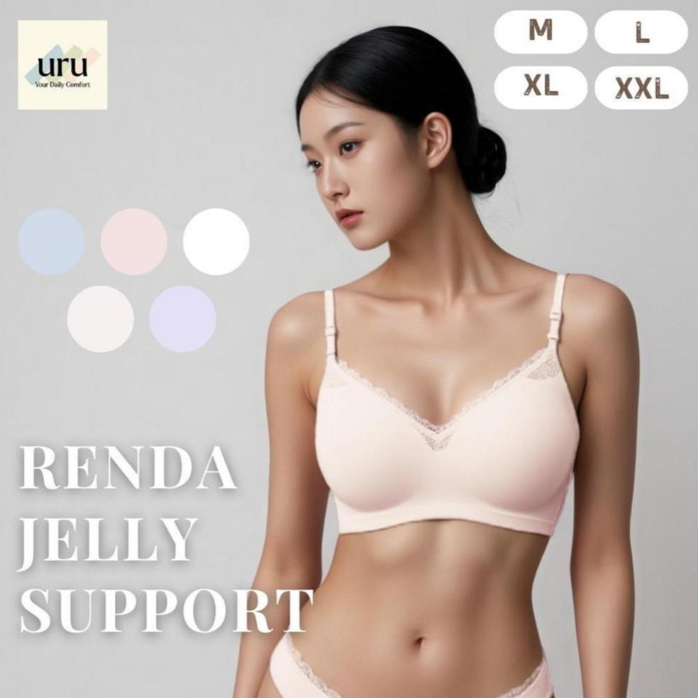 Uru [1Set] Souffl Renda Daleman Wanita Set | Elegan Bra Push Up Tanpa Kawat Bh Cd Seamless