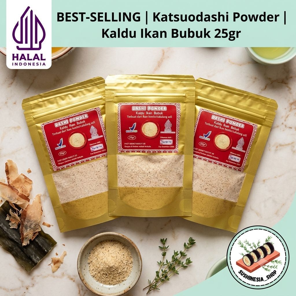 Katsuodahshi Kaldu ikan berat 25gr katsuodashi powder kaldu ramen bubuk bumbu miso soup hondashi kal