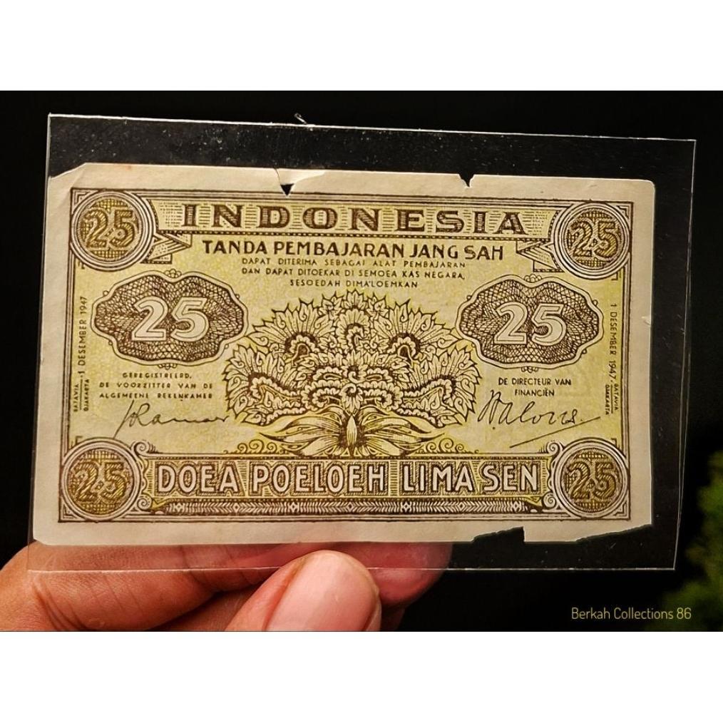 RTY 25 sen seri federal tahun 1947 bagus ory