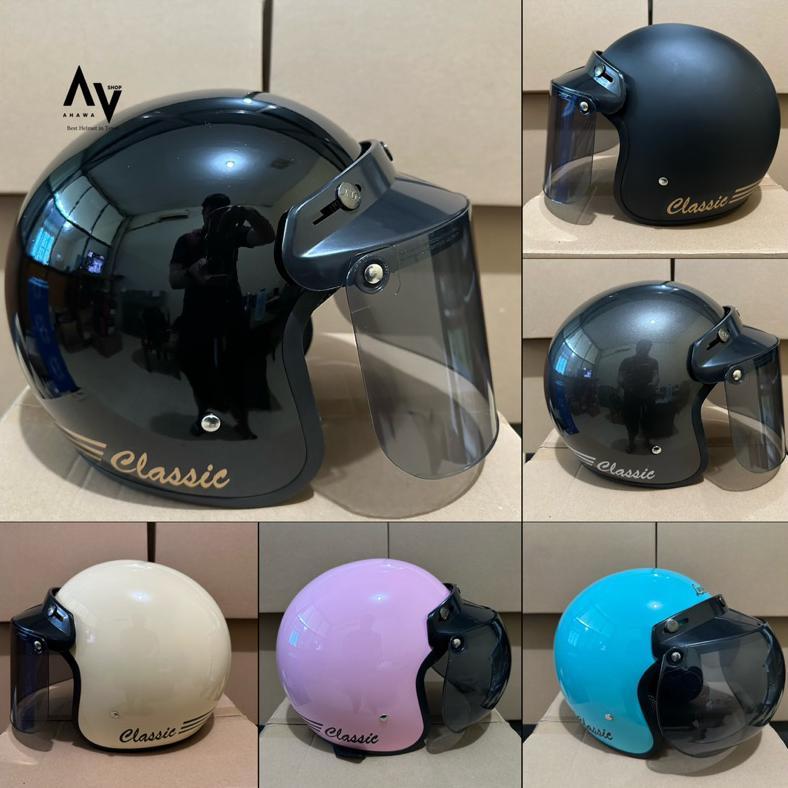 Bundling Helm Bogo Retro Lunar/Daiso/Bivi Solid - Sni