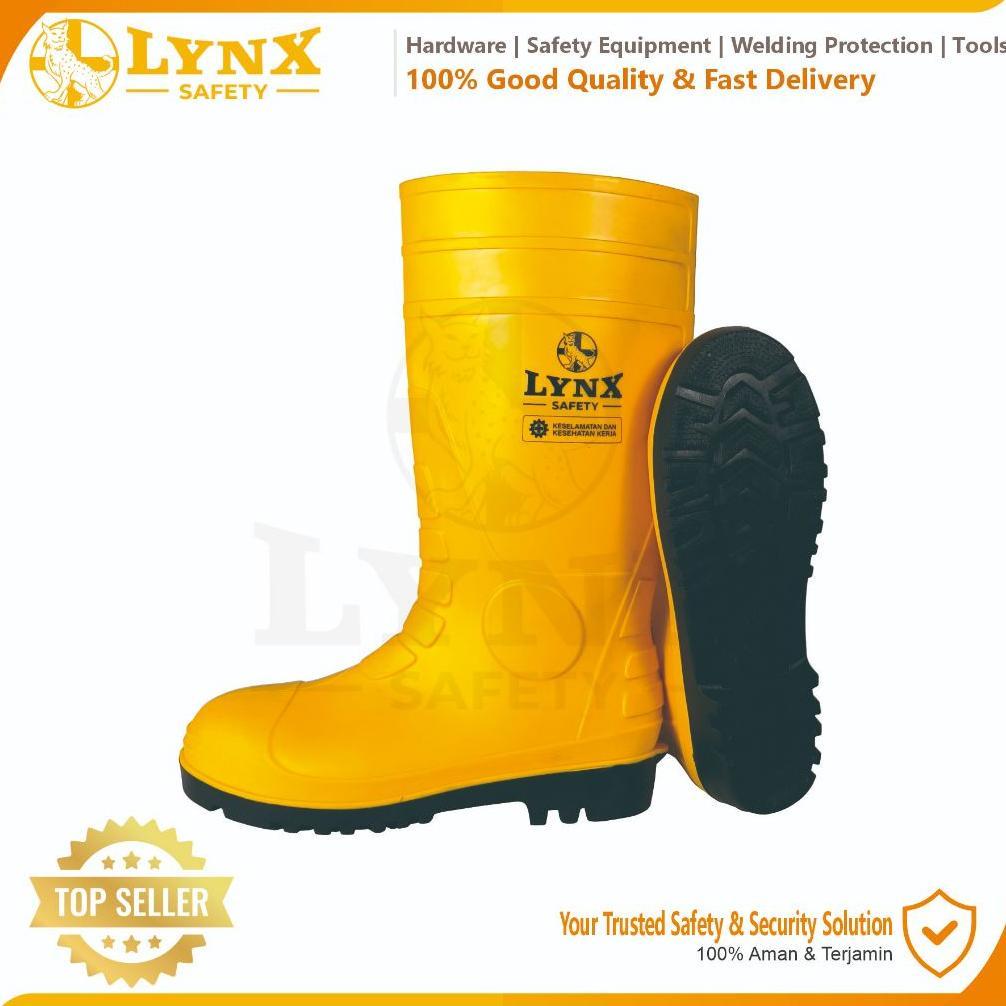 NEW Sepatu Boot Safety Rubber LYNX SAFETY With Steel Toe Ujung Besi
