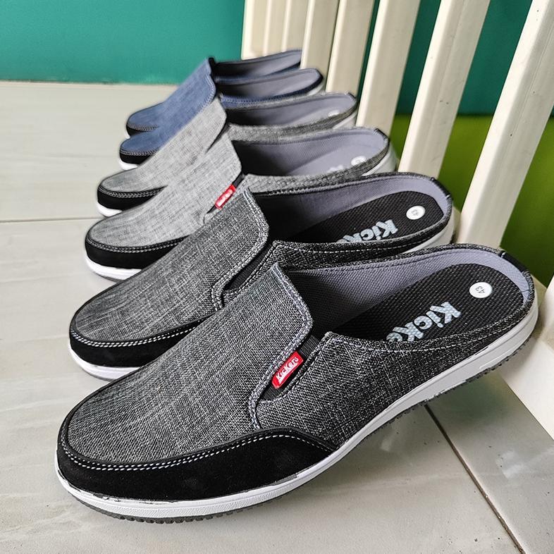 Limited Sepatu Slop Pria Sandal Selop Bustong Slip On Bahan Levis