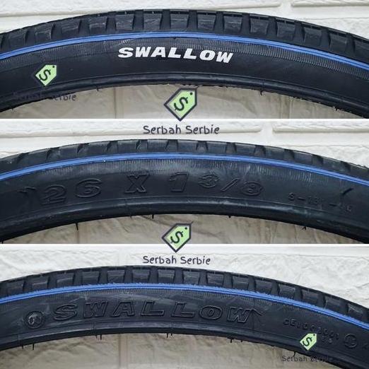 BAN LUAR SEPEDA 26X1 3/8 SWALLOW 590 26 X 1 3 per 8 HITAM PUTIH CTB PHOENIX JENGKI POLYGON SIERRA
