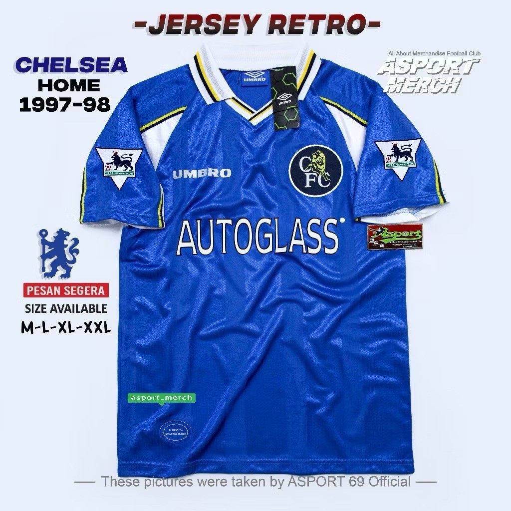 JERSEY CHELSEA RETRO HOME 1997 1998 AUTOGLASS