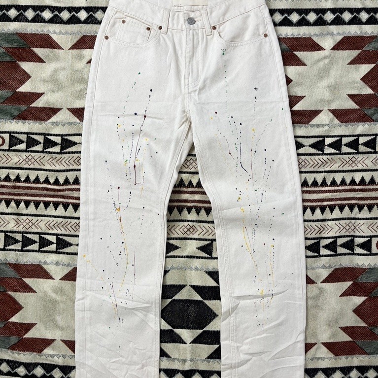 FATALISM ivory splatter denim