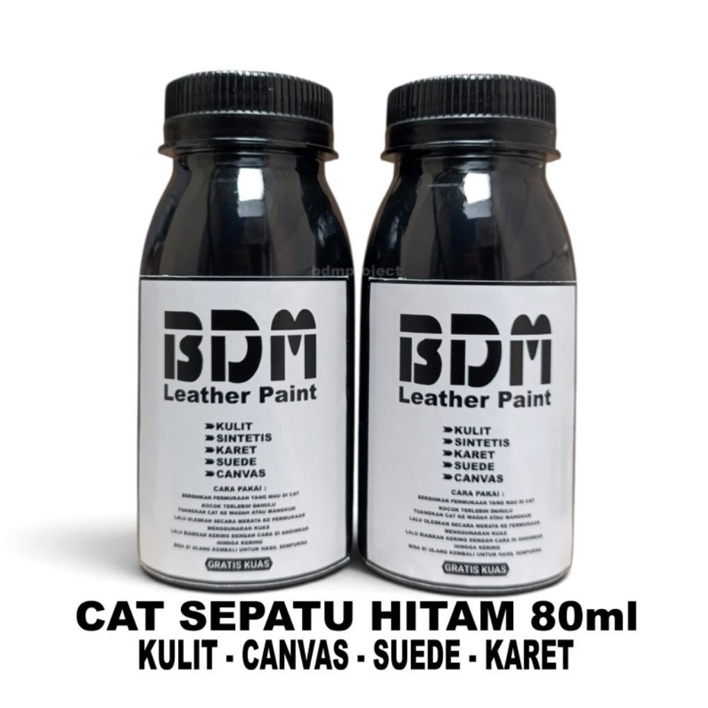 Cat sepatu / cat kulit sepatu hitam / Cat hitam sepatu kulit 80ml gratis kuas