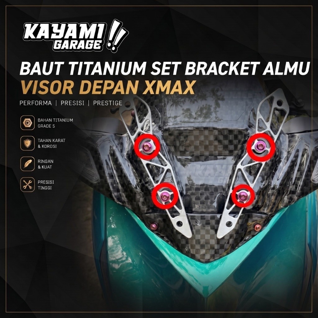 Baut titanium set bracket almu visor depan xmax