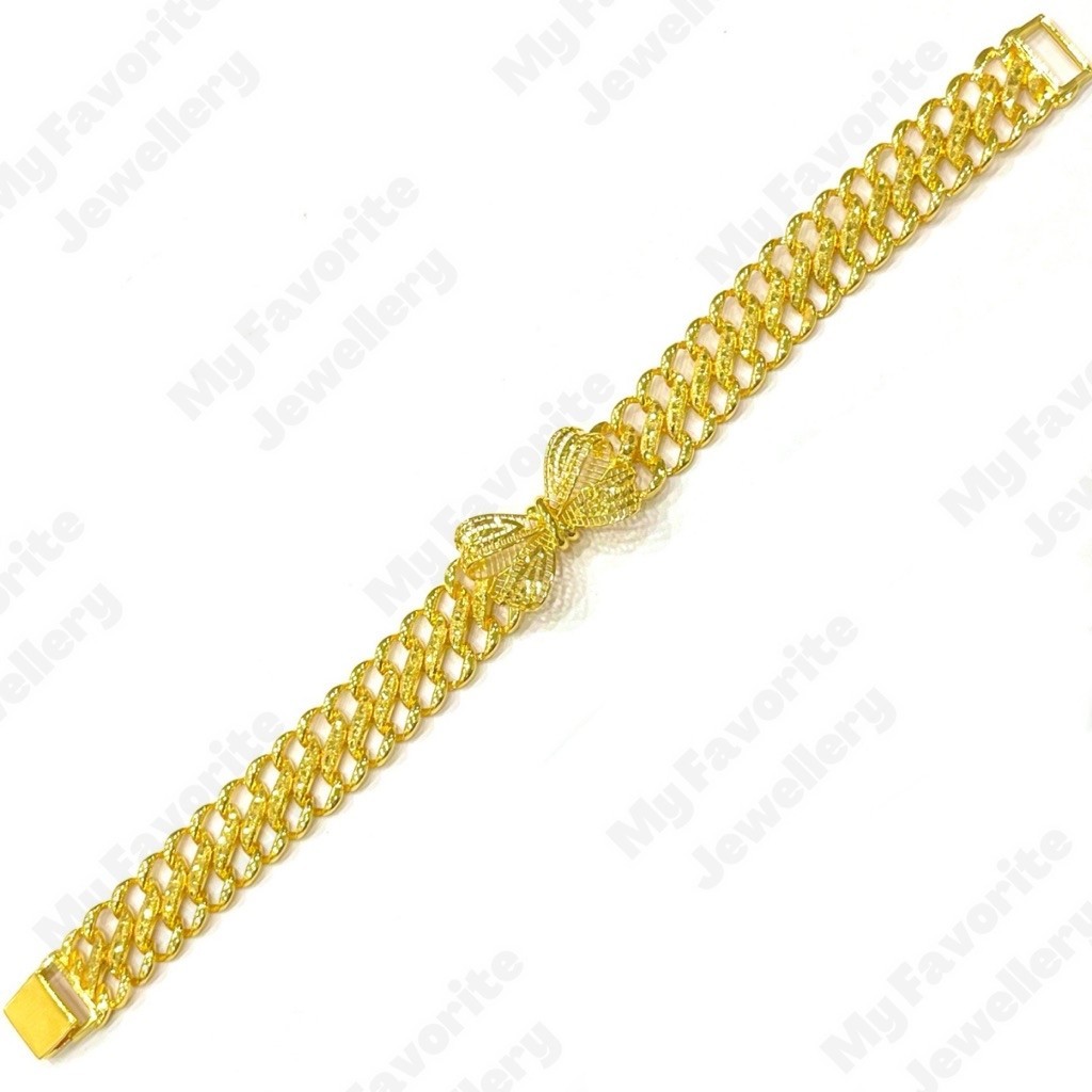 Gelang Klip SS Lipan Variasi Pita Merk UBS Warna Emas Asli Kadar 700