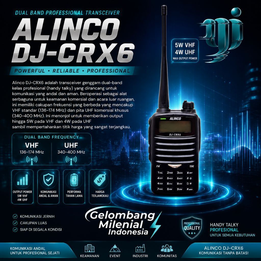 HT ALINCO DJ CRX6 DUAL BAND UHF LOW BAND DAN VHF