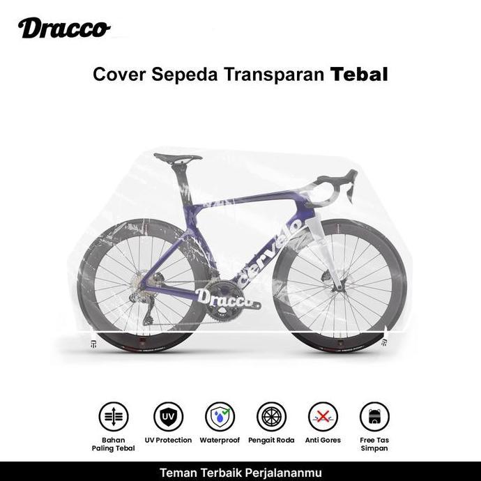 QINGACHO DRACCO Cover Sepeda Road Bike Transparan Tebal Waterproof Sarung Sepeda Cervelo Anti Debu +