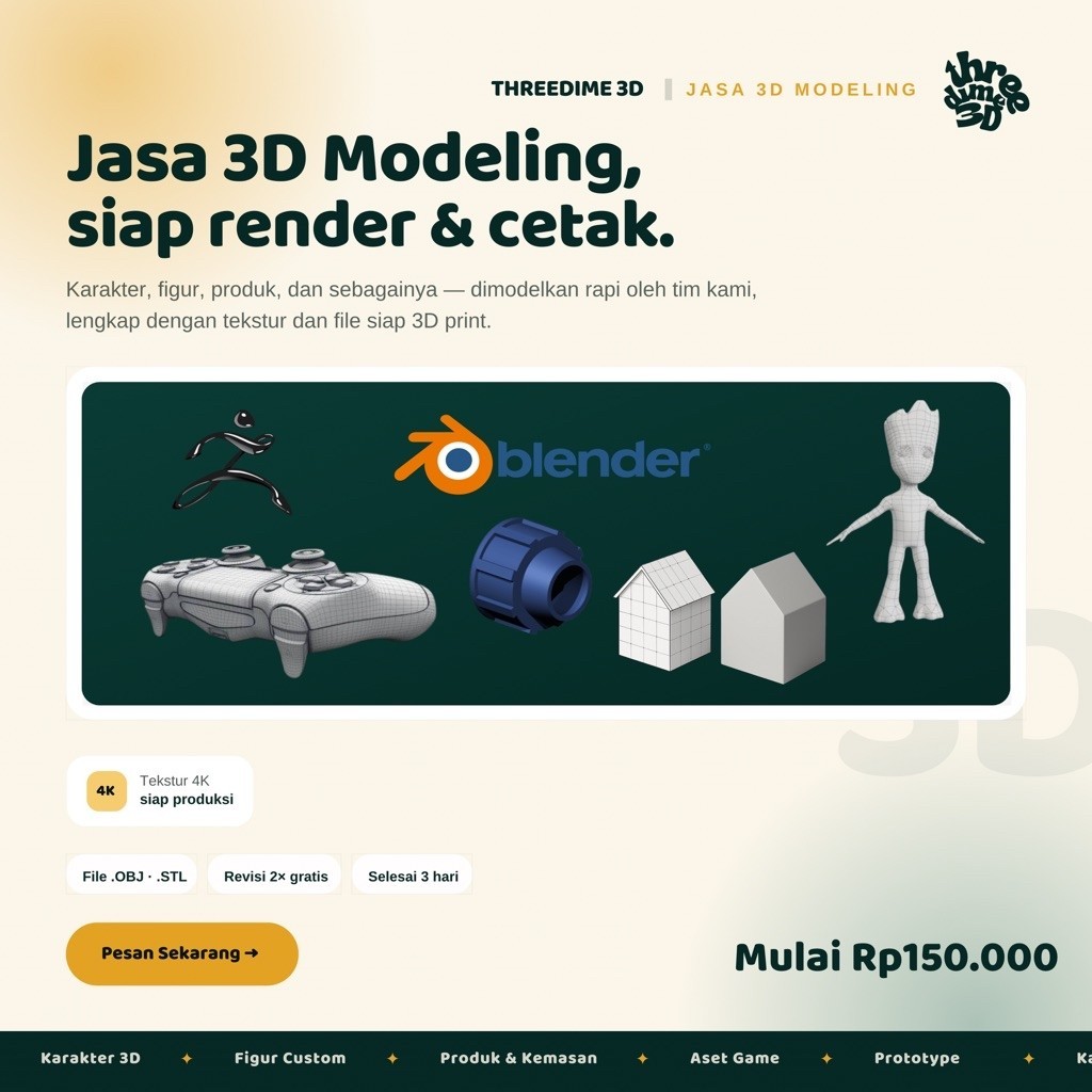 Jasa Design 3D / 3D Modeling / Jasa 3D Model / Desain 3D / Jasa 3D Desain