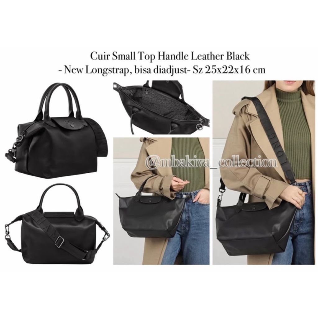 Cuir Small Top Handle Leather Black