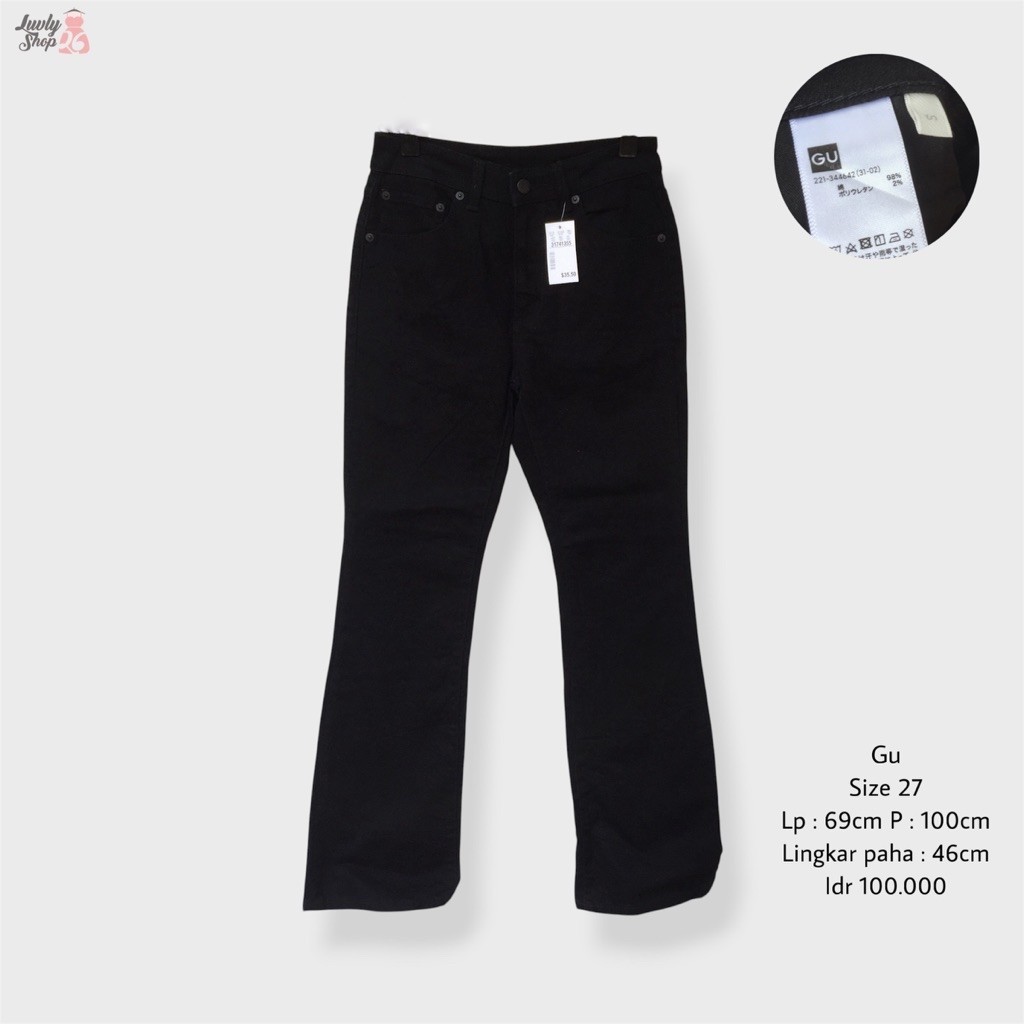 gu by uniqlo celana jeans hitam cutbray