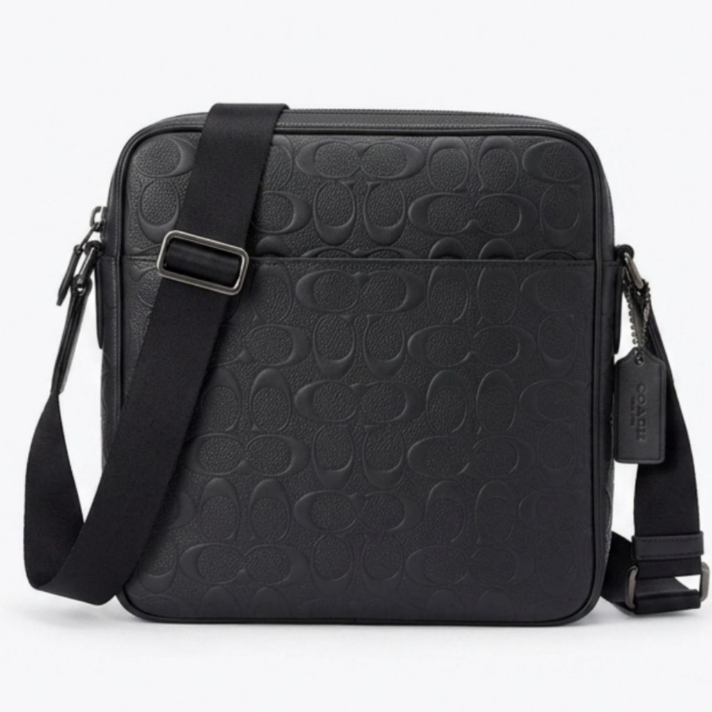 COACH HOUSTON FLIGHT BAG IN SIGNATURE LEATHER BLACK MEN'S SLING /CROSS BODY TAS SELEMPANG PRIA