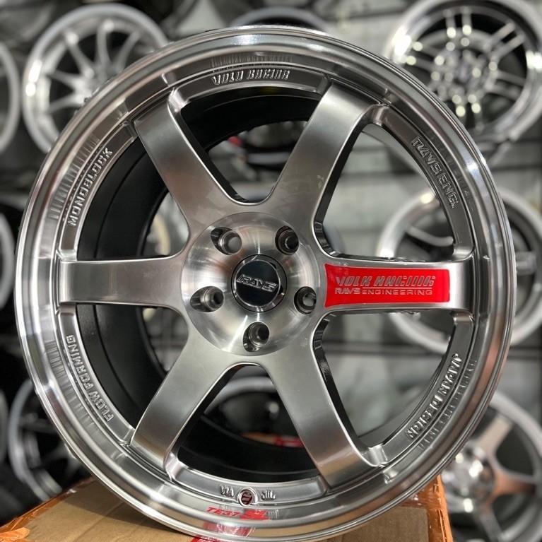 velg te37 r18 gloss grey lip polish pcd 5x114 lebar 9,5 kondisi baru