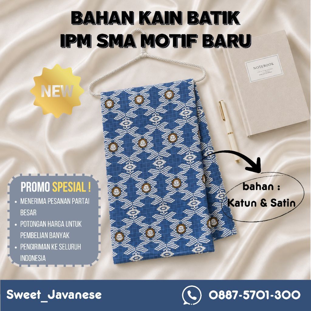 Bahan Kain Batik IPM Muhammadiyah SMA motif baru