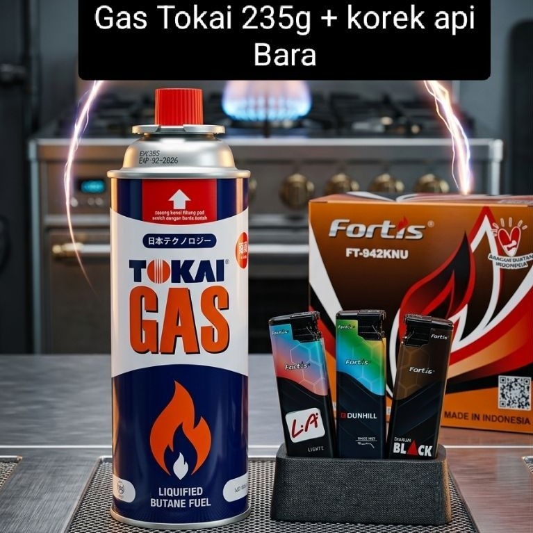 GasKalengPortabel(235gr1Pcs+KorekBara)-Praktis,Aman,DanTerjangkau,SegelanPabrik